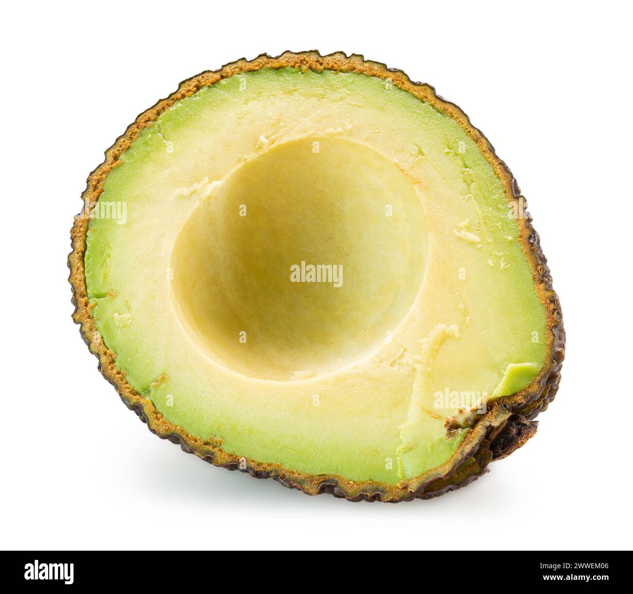 half of avocado isolated on the white background. Clipping path. Stock Photo