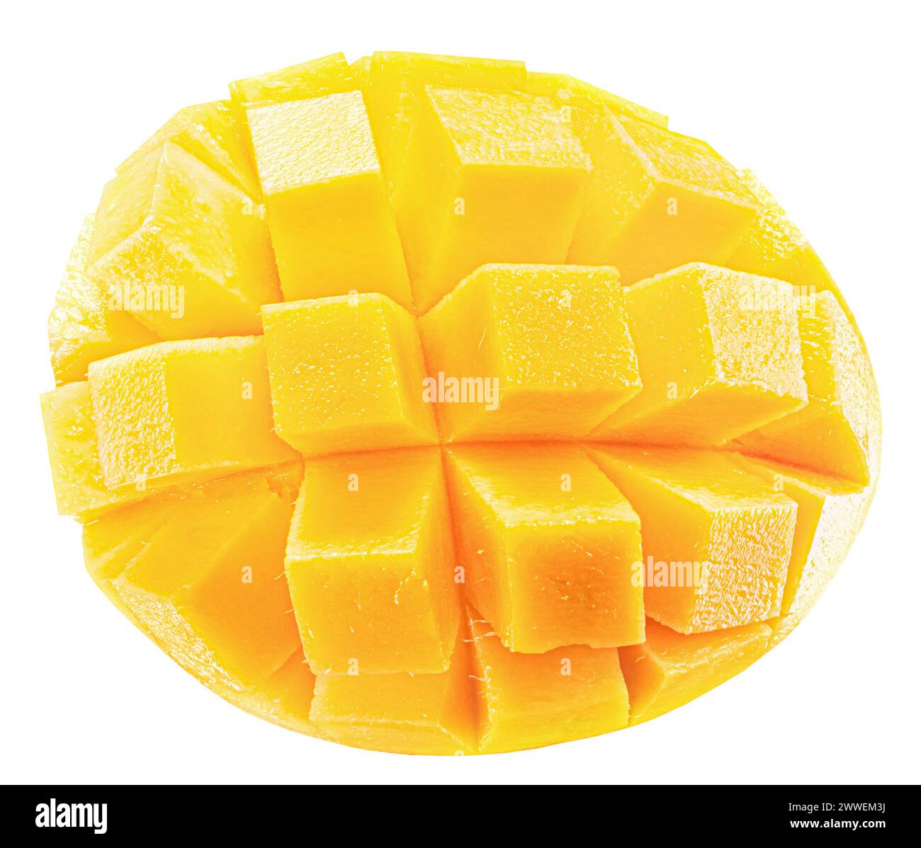 sliced mango isolated on white background. Stock Photo