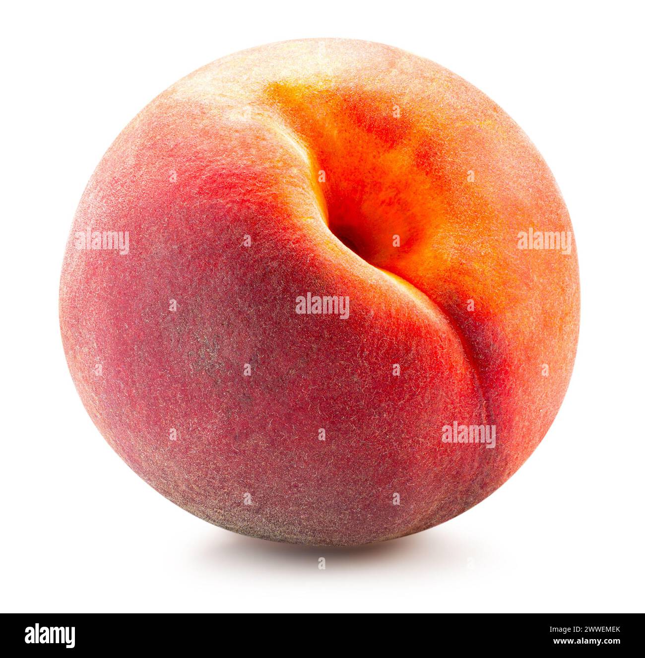 peach isolated on white background. Clipping path. Stock Photo