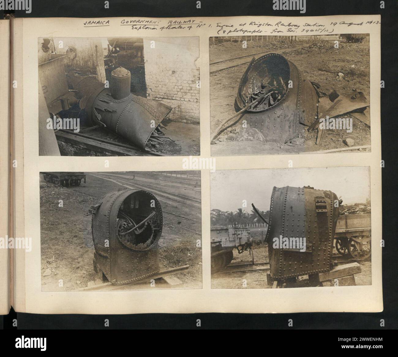 Photographs showing the aftermath of the boiler explosion on Engine No ...