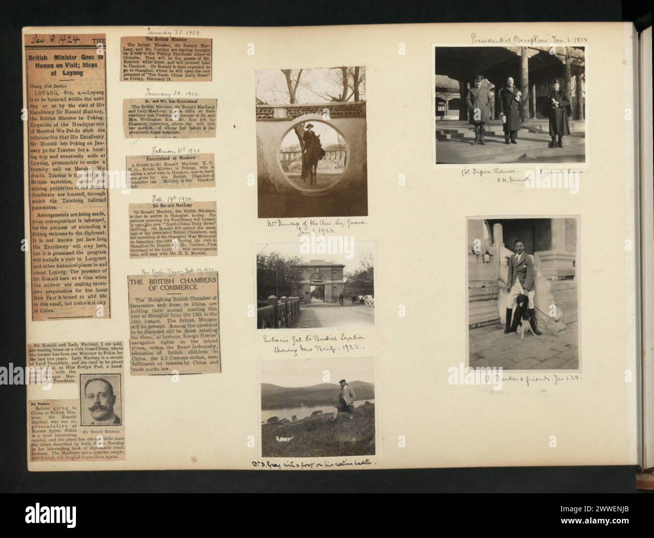 Description: Ronald Macleay's visits to Loyang, Hankow, Shanghai and other places. Newspaper clippings and photographs. Location: China Date: 1923-1926 china, asia, asiathroughalens Stock Photo