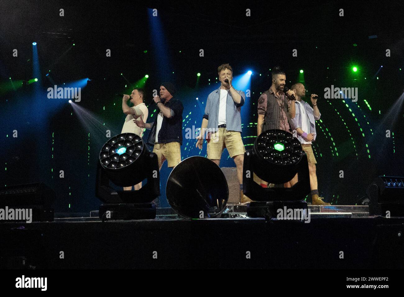 Riesa, Germany. 23rd Mar, 2024. The band voXXclub sings a lederhosen ...