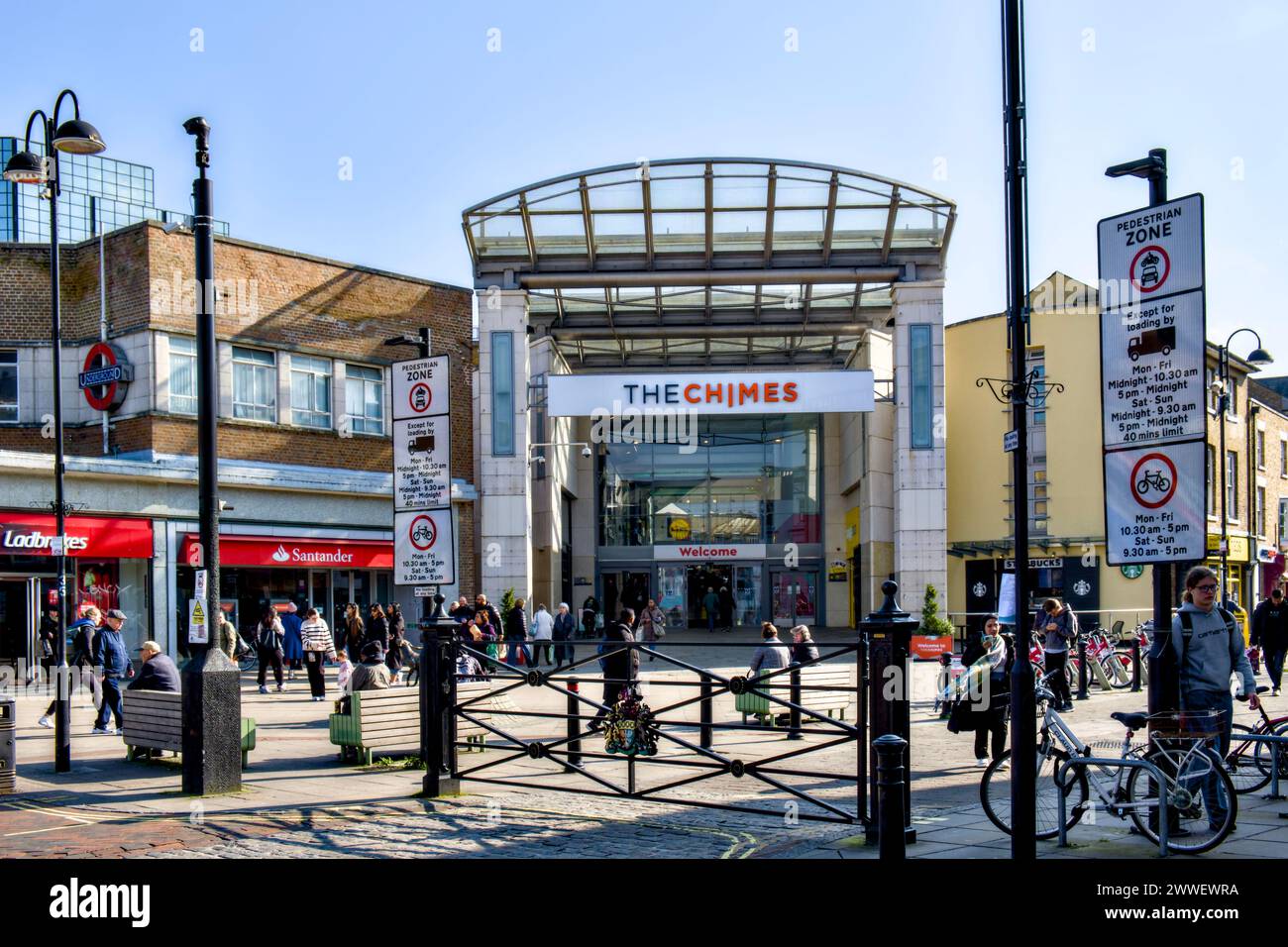 The Chimes Shopping Centre, High Street, Uxbridge, Borough of Hillingdon, London, England, UK Stock Photo