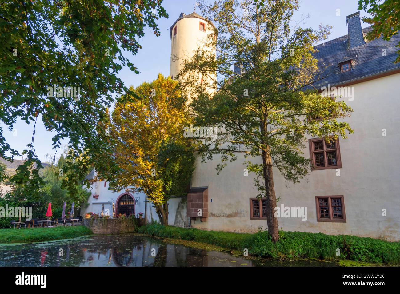 Rittersdorf Castle, river Nims Rittersdorf Eiffel Rheinland-Pfalz, Rhineland-Palat Germany Stock Photo