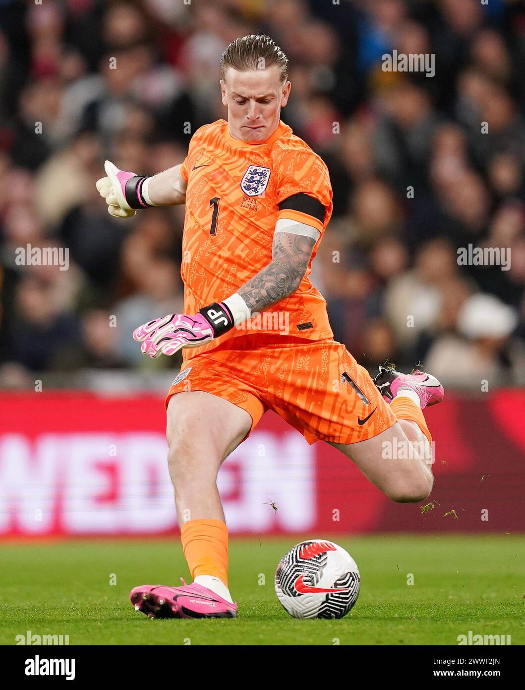 England goalkeeper Jordan Pickford during the international friendly ...