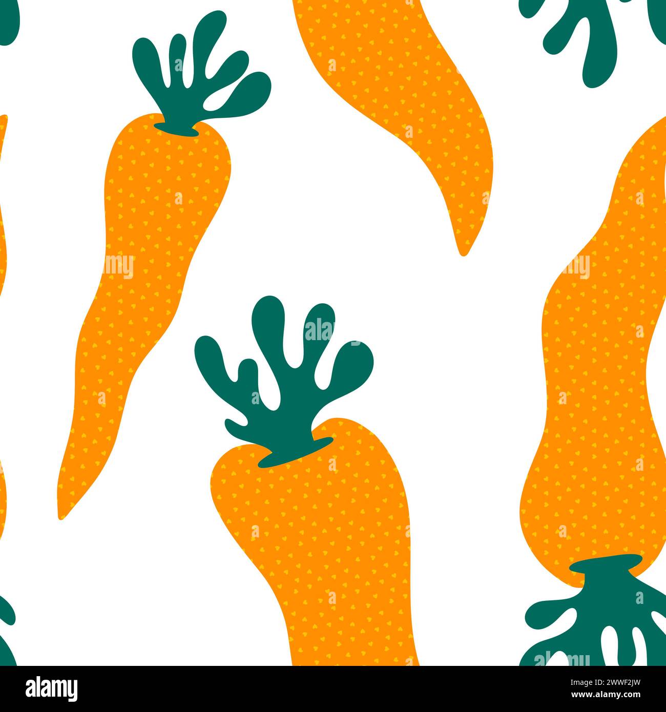 Cartoon watercolor harvest seamless carrot pattern for wrapping paper and fabrics and linens and kids clothes print and kitchen textiles and summer ac Stock Photo