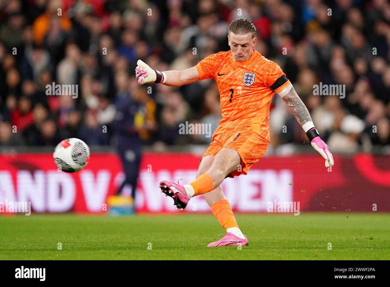 England goalkeeper Jordan Pickford during the international friendly ...