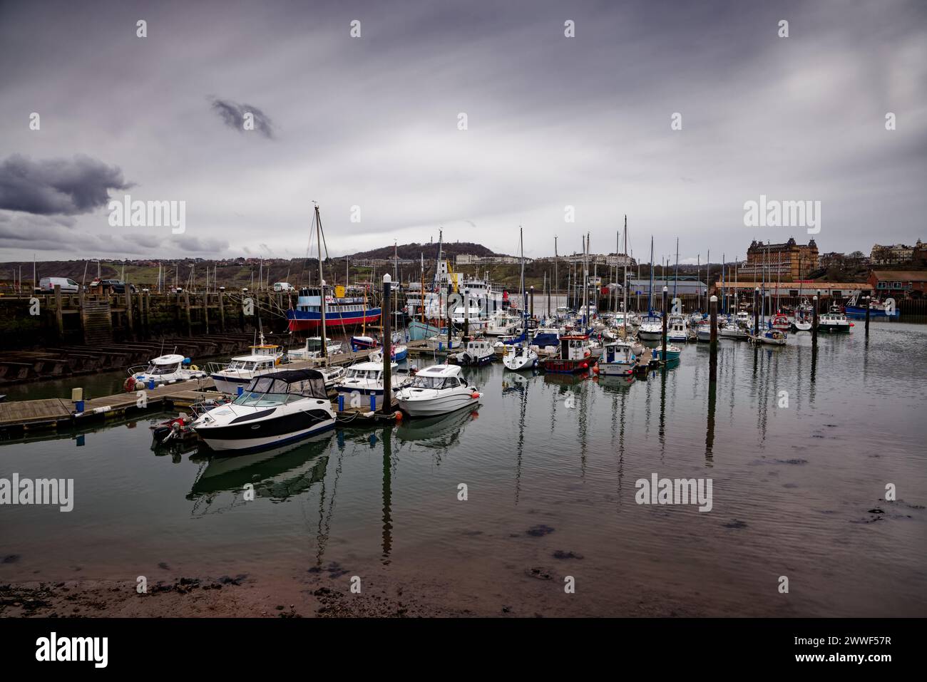 Scarborough Harbour in winter Stock Photo