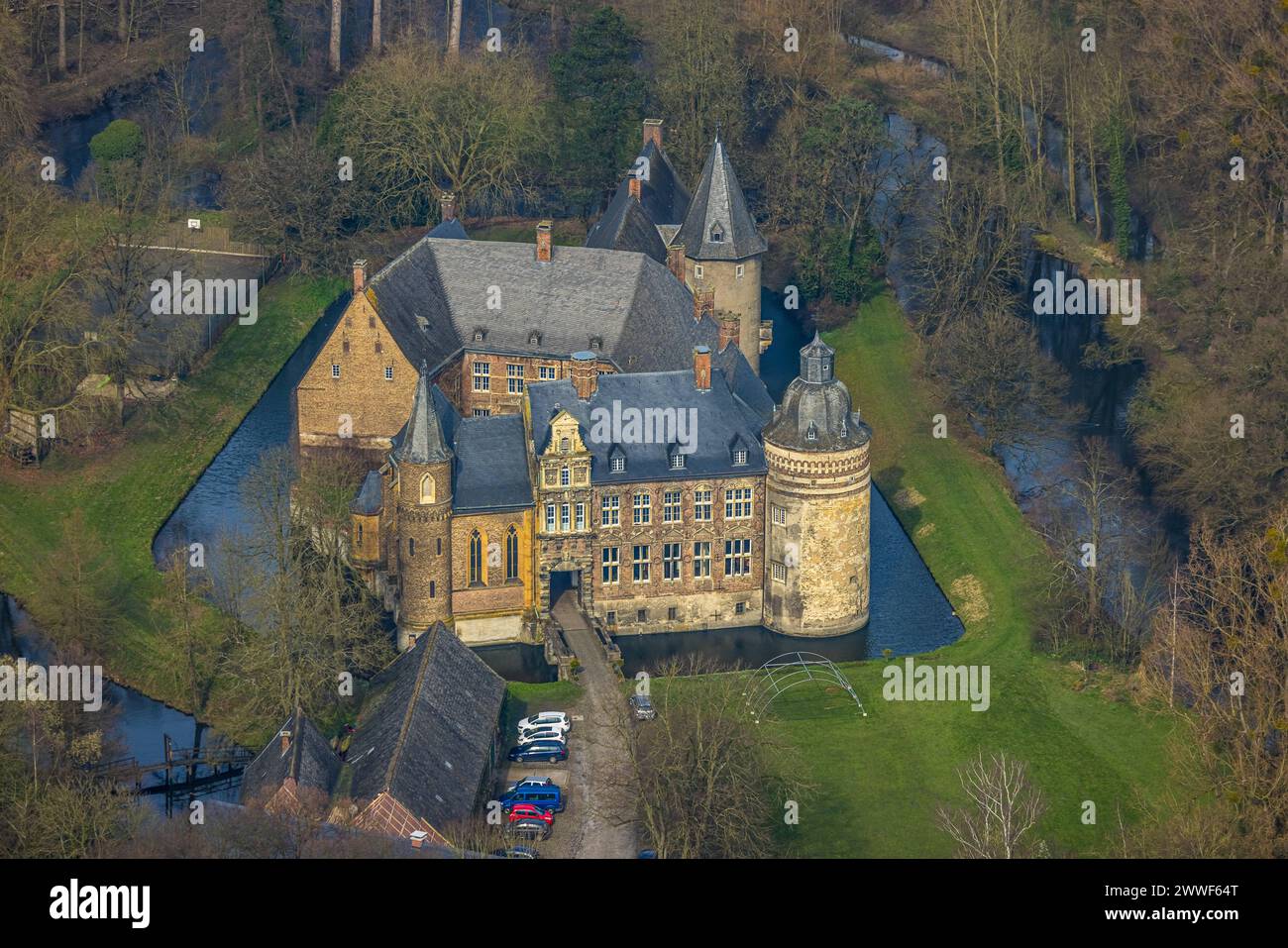 Luftbild, Haus Assen, Renaissance-Schloss und Wasserburg, Ortsteil Lippborg, Lippetal, Nordrhein-Westfalen, Deutschland ACHTUNGxMINDESTHONORARx60xEURO *** Aerial view, Haus Assen, Renaissance castle and moated castle, Lippborg district, Lippetal, North Rhine-Westphalia, Germany ATTENTIONxMINDESTHONORARx60xEURO Stock Photo