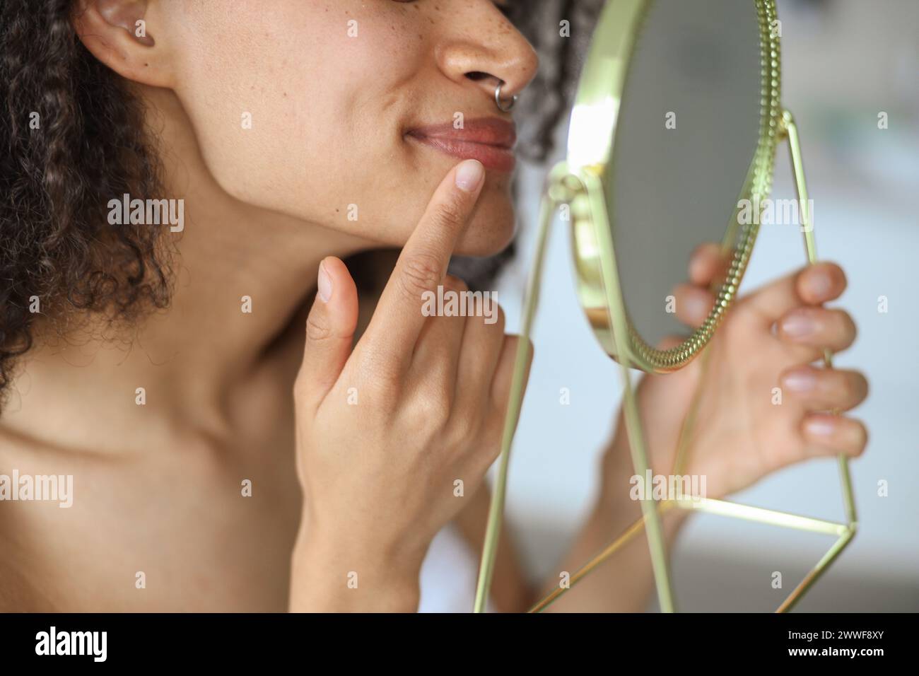 Womans hand touches beautiful hi-res stock photography and images - Alamy