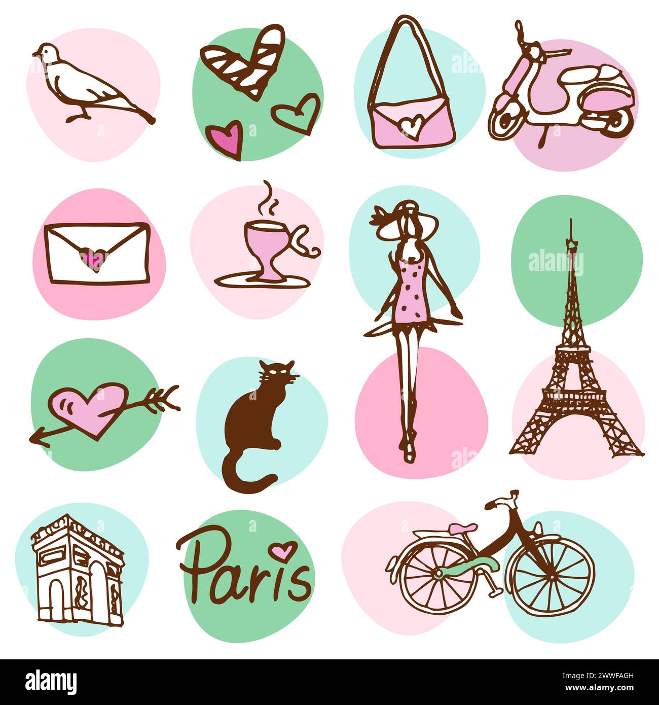 Paris, Seamless pattern, Drawing, Cute design Stock Vector Image & Art ...