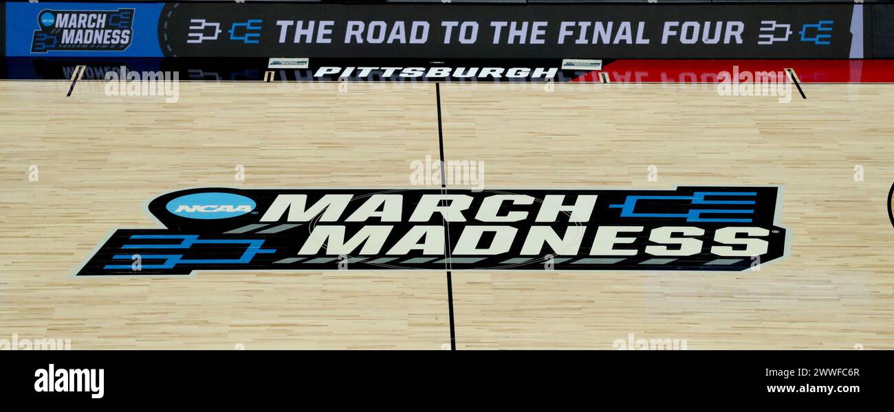 March 23, 2024 The PPG Paints Arena floor before the Oakland Golden