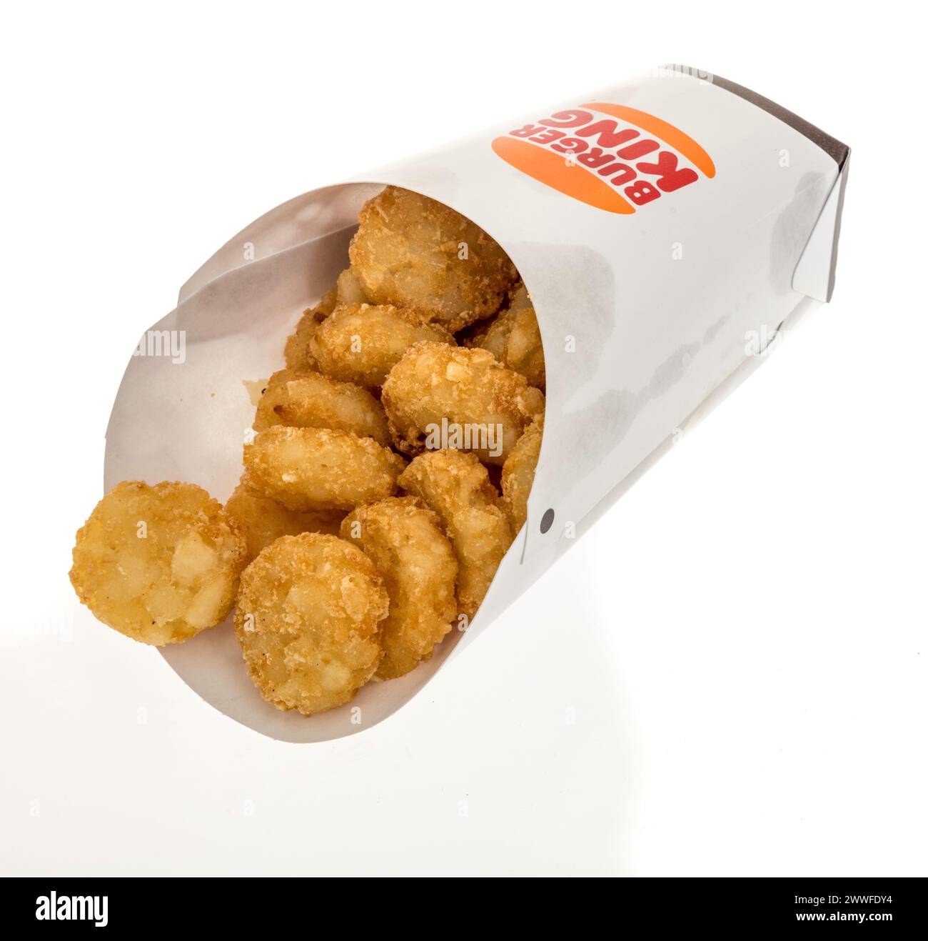 Winneconne, WI - 15 March 2024: A package of Burger King breakfast hash browns on an isolated background. Stock Photo