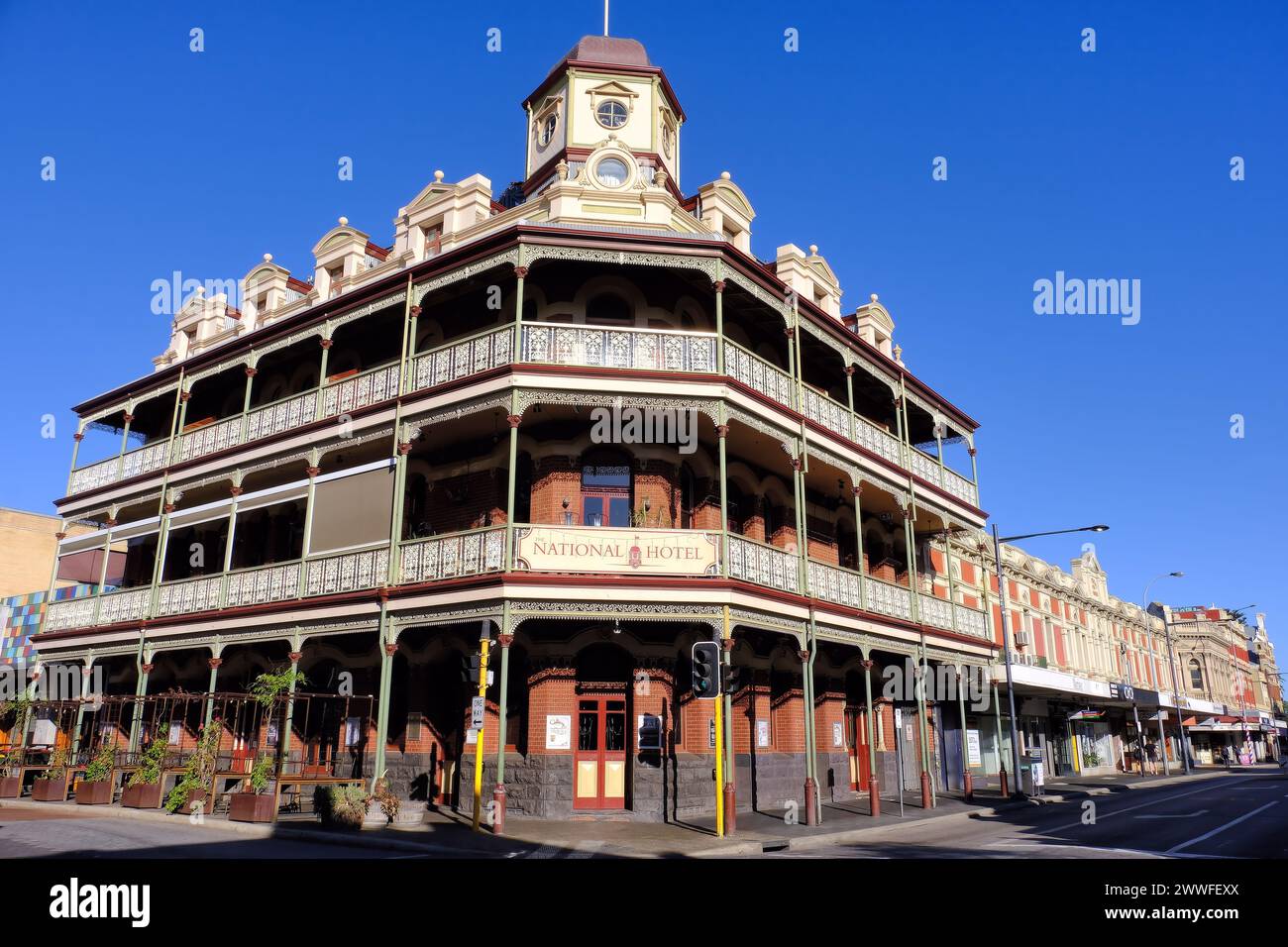 Historic National Hotel in High Street and Market Street, Fremantle, Perth, Western Australia Stock Photo