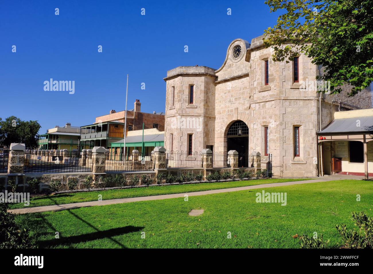 Old Fremantle Prison gatehouse entrance and senior officers’ houses on The Terrace, Fremantle, Perth, Western Australia Stock Photo
