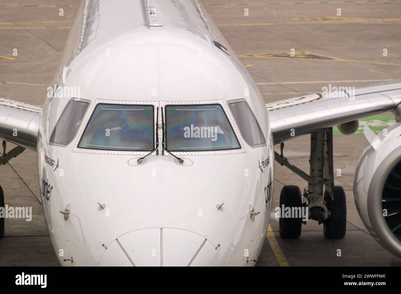 TORONTO, CANADA - 03 10 2024: Cockpit of Embraer E195-E2 modern jet ...