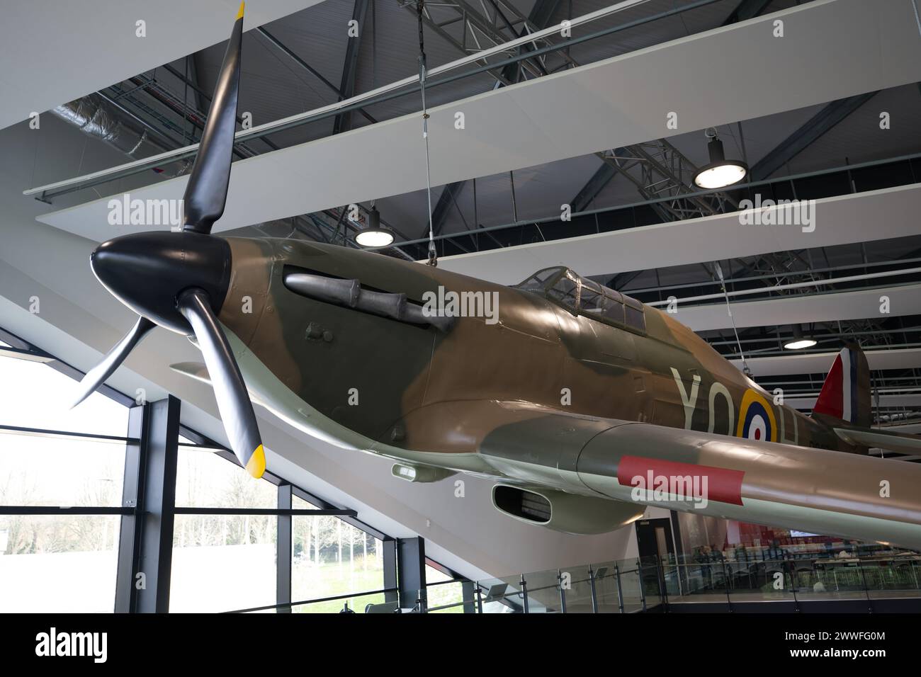 Hurricane aircraft at the visitor centre for the Battle of Britain Bunker Stock Photo