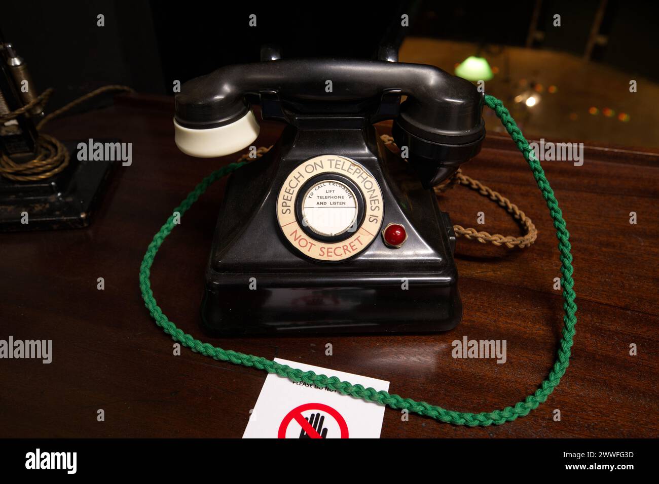 An unsecured telephone in the Battle of Britain Bunker Stock Photo