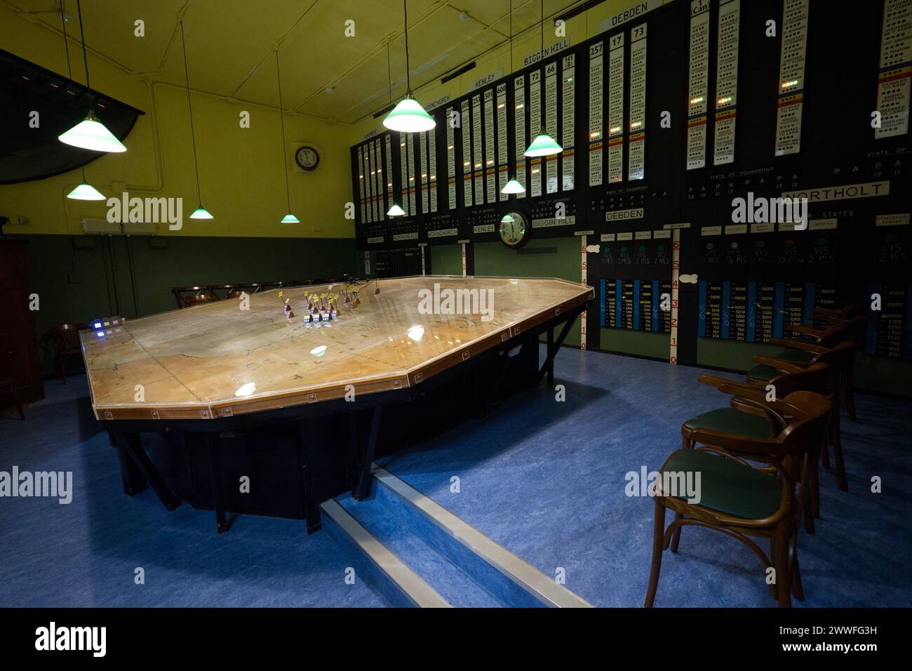 No. 11 Group Operations Room in the Battle of Britain Bunker Stock Photo
