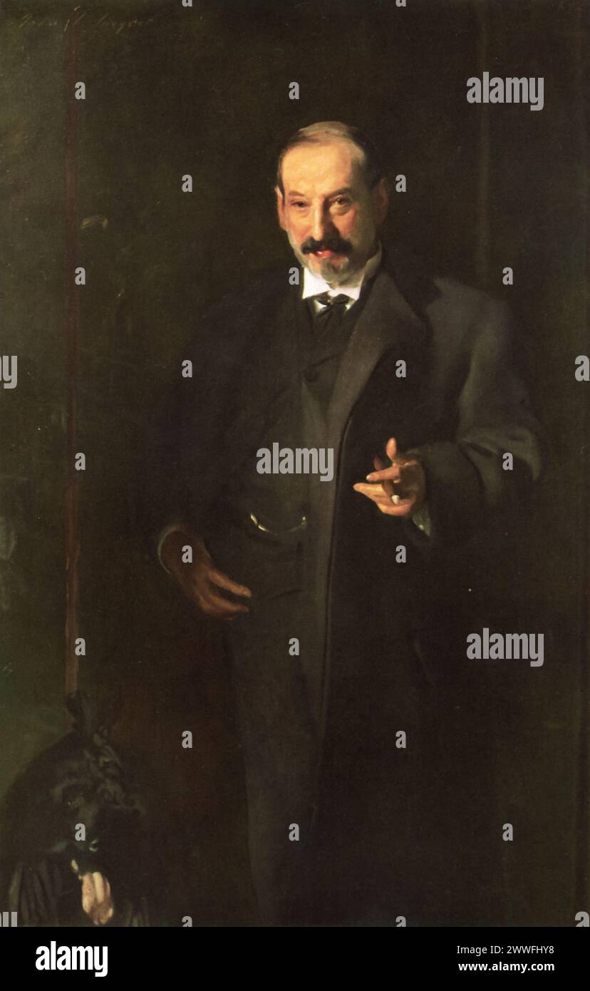 John Singer Sargent's 'Asher Wertheimer' (circa 1898): Part of a series of twelve portraits commissioned by the wealthy art dealer Asher Wertheimer, this painting is housed in the Tate Britain, London. Sargent captures Wertheimer in a moment of casual elegance. The series as a whole provides a fascinating insight into Edwardian society and its figures of influence, showcasing Sargent's skill in capturing the essence of his era's cultural and social elite. Stock Photo