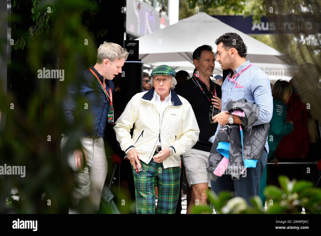MELBOURNE, AUSTRALIA 24 March 2024. Pictured: Jackie Stewart  in the paddock at the FIA Formula 1 Rolex Australian Grand Prix 2024 3rd round from 22nd to 24th March at the Albert Park Street Circuit, Melbourne, Australia. Credit: Karl Phillipson/Alamy Live News Stock Photo