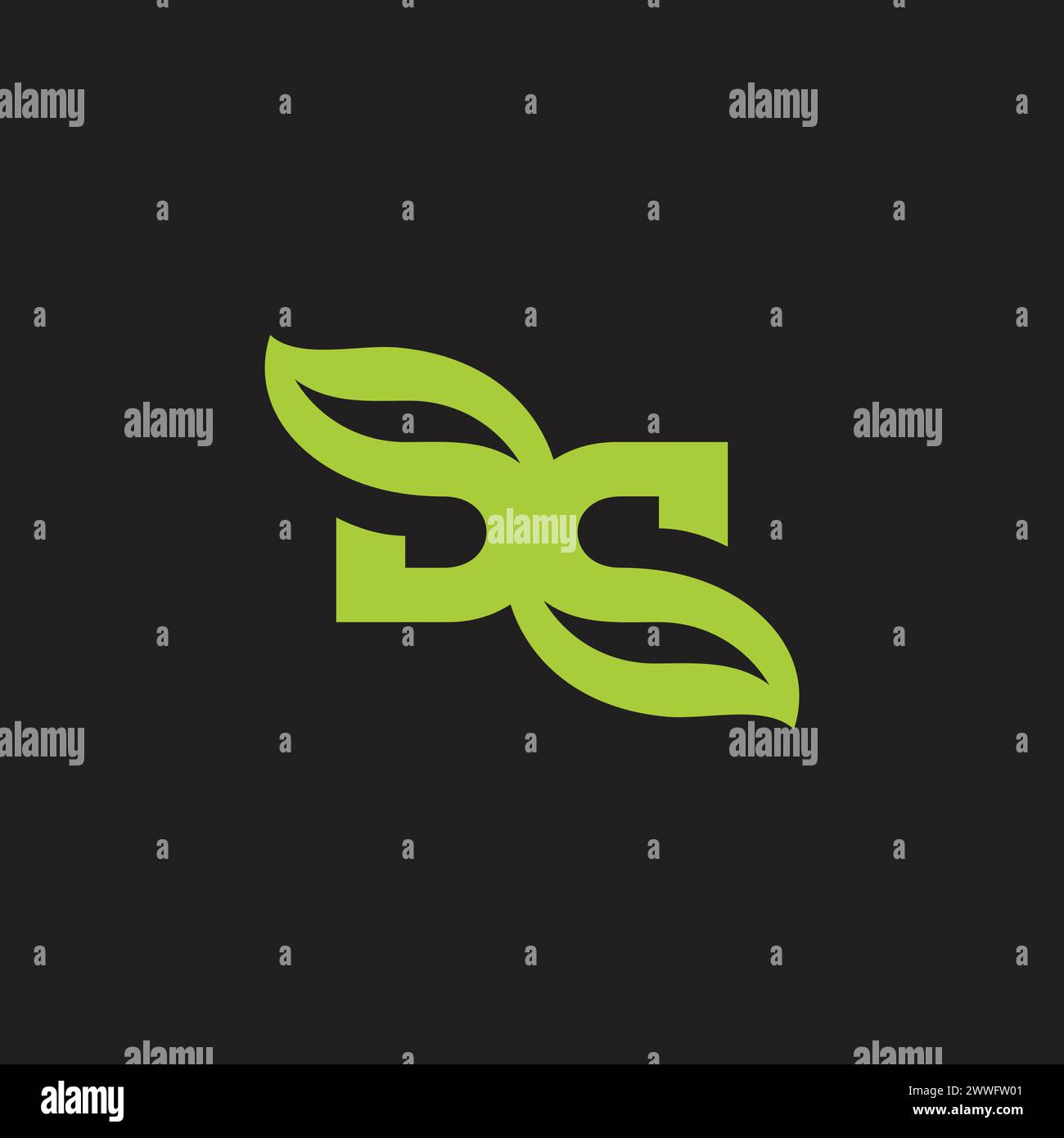 letter dc ambigram leaf green logo vector Stock Vector