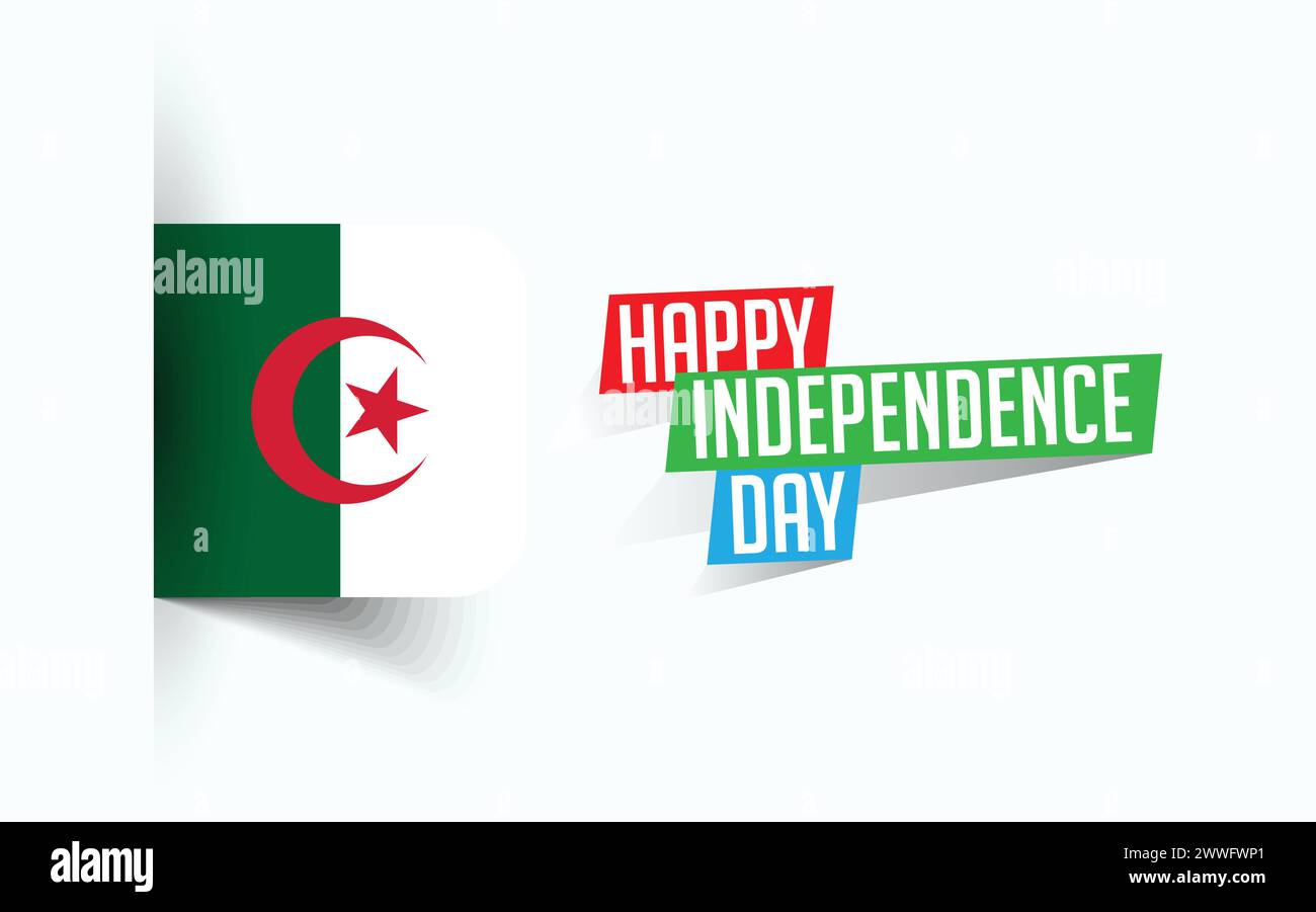 Happy Independence Day of Algeria Vector illustration, national day poster, greeting template design Stock Vector