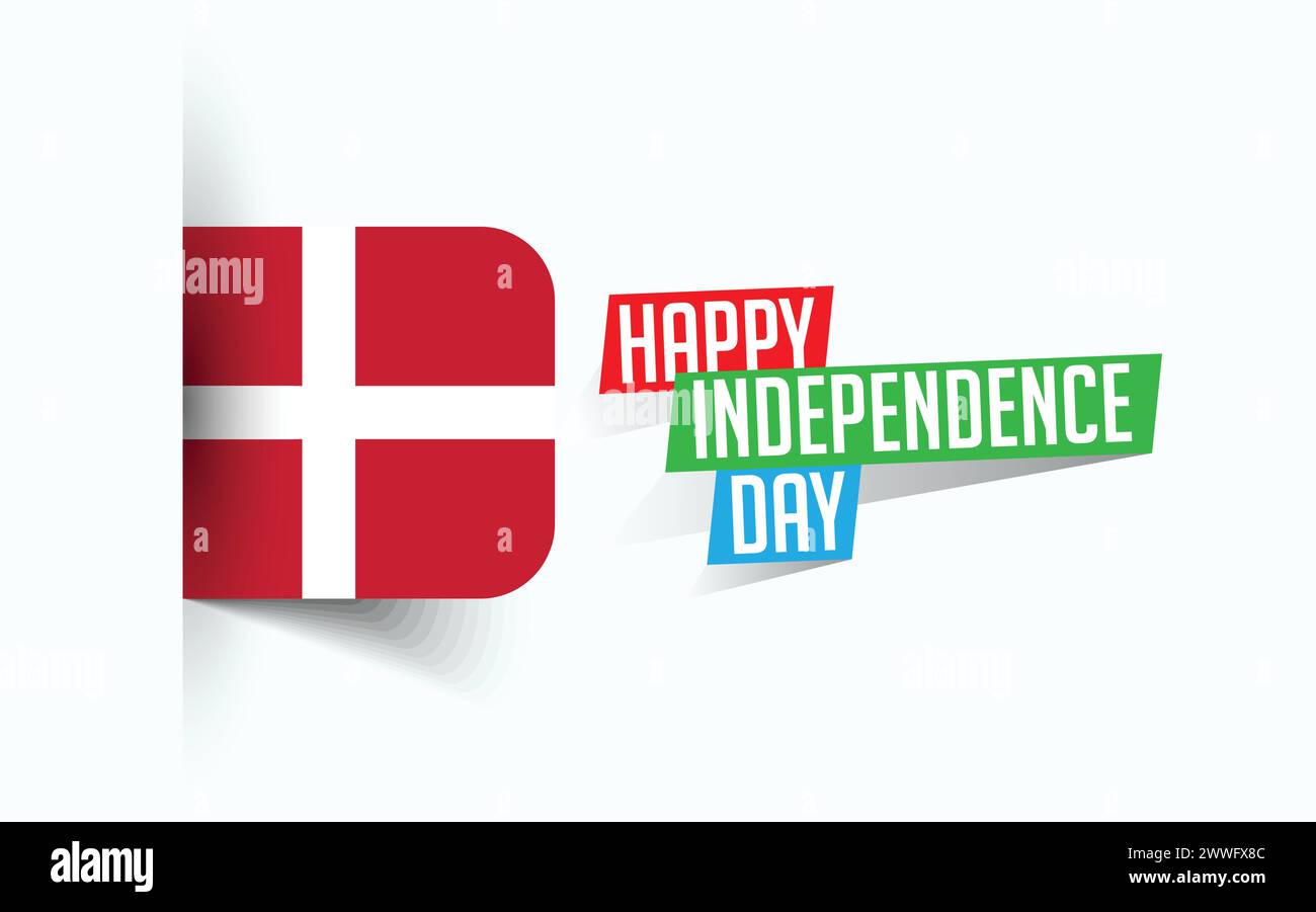 Happy Independence Day of Denmark Vector illustration, national day poster, greeting template design, EPS Source File Stock Vector