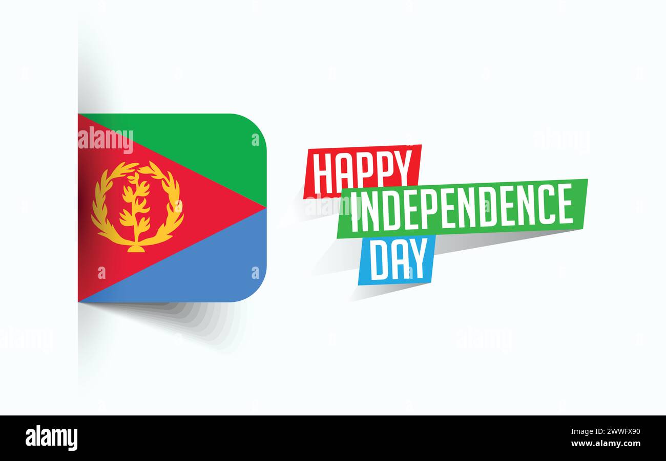 Happy Independence Day of Eritrea Vector illustration, national day poster, greeting template design, EPS Source File Stock Vector