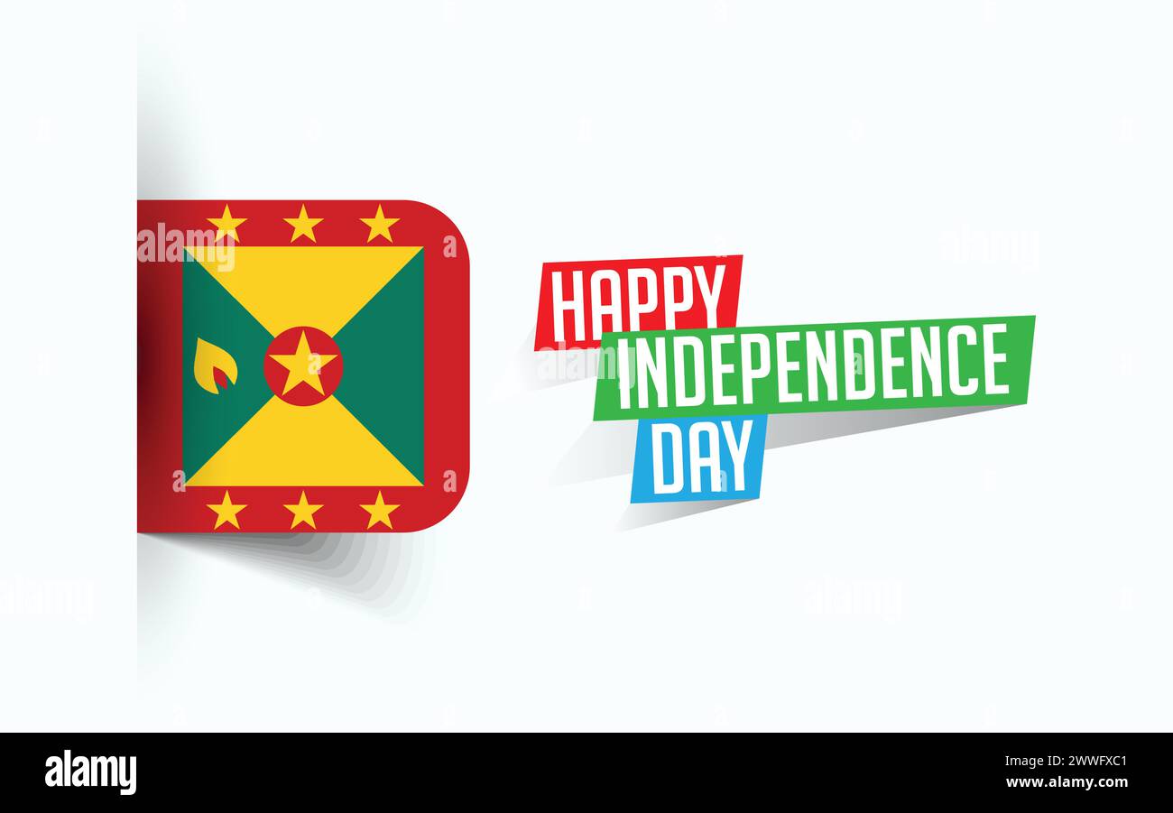 Happy Independence Day of Grenada Vector illustration, national day poster, greeting template design, EPS Source File Stock Vector