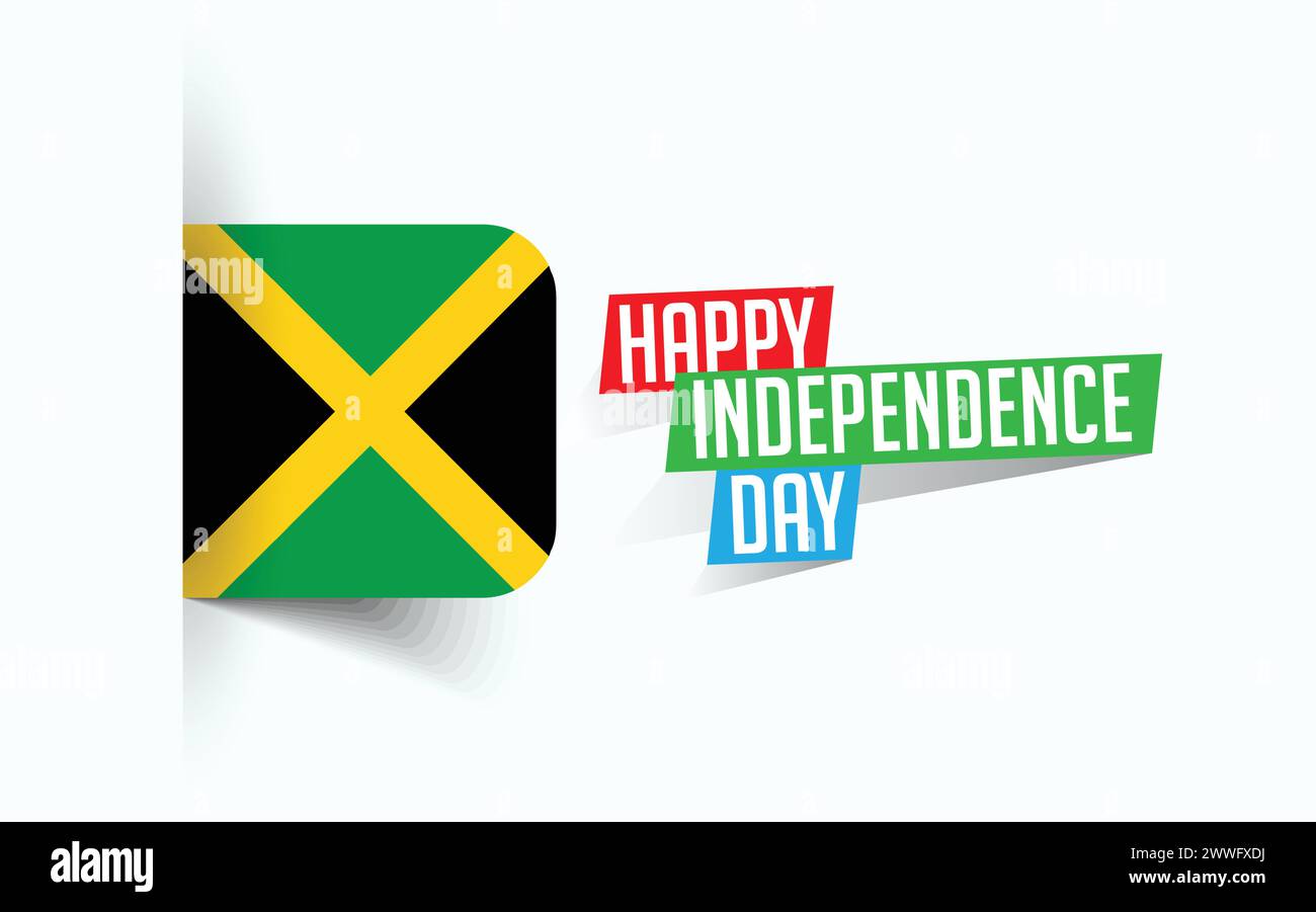Happy Independence Day of Jamaica Vector illustration, national day poster, greeting template