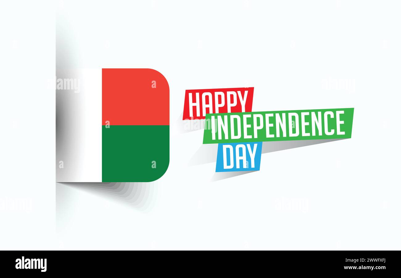 Happy Independence Day of Madagascar Vector illustration, national day poster, greeting template design, EPS Source File Stock Vector