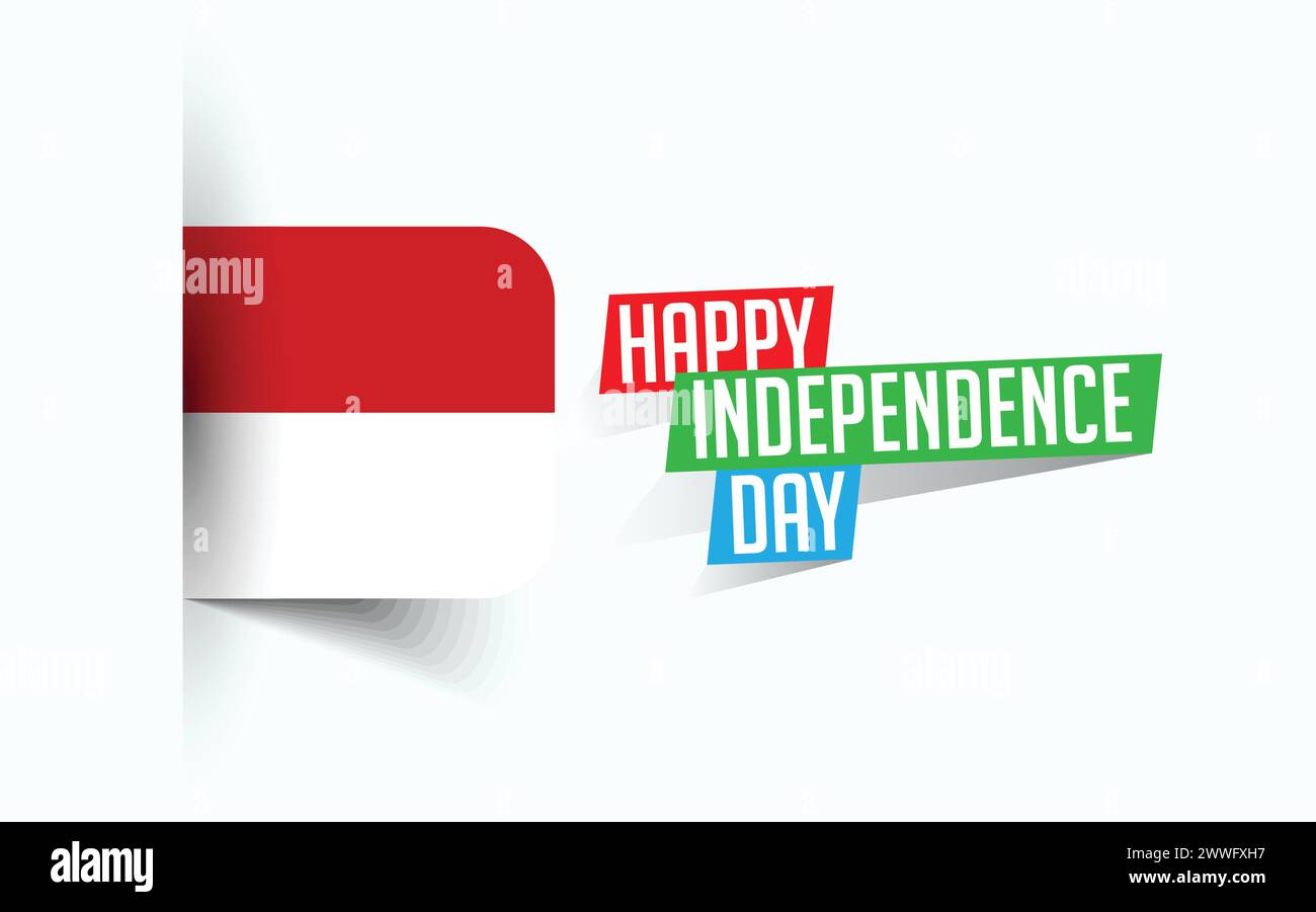 Happy Independence Day of Monaco Vector illustration, national day poster, greeting template design, EPS Source File Stock Vector