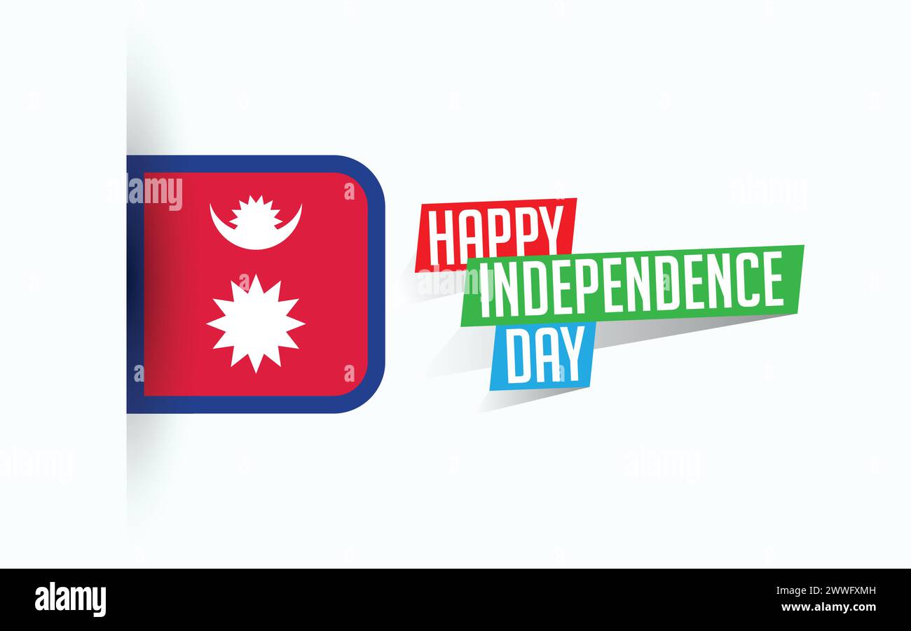 Happy Independence Day of Nepal Vector illustration, national day poster, greeting template design, EPS Source File Stock Vector