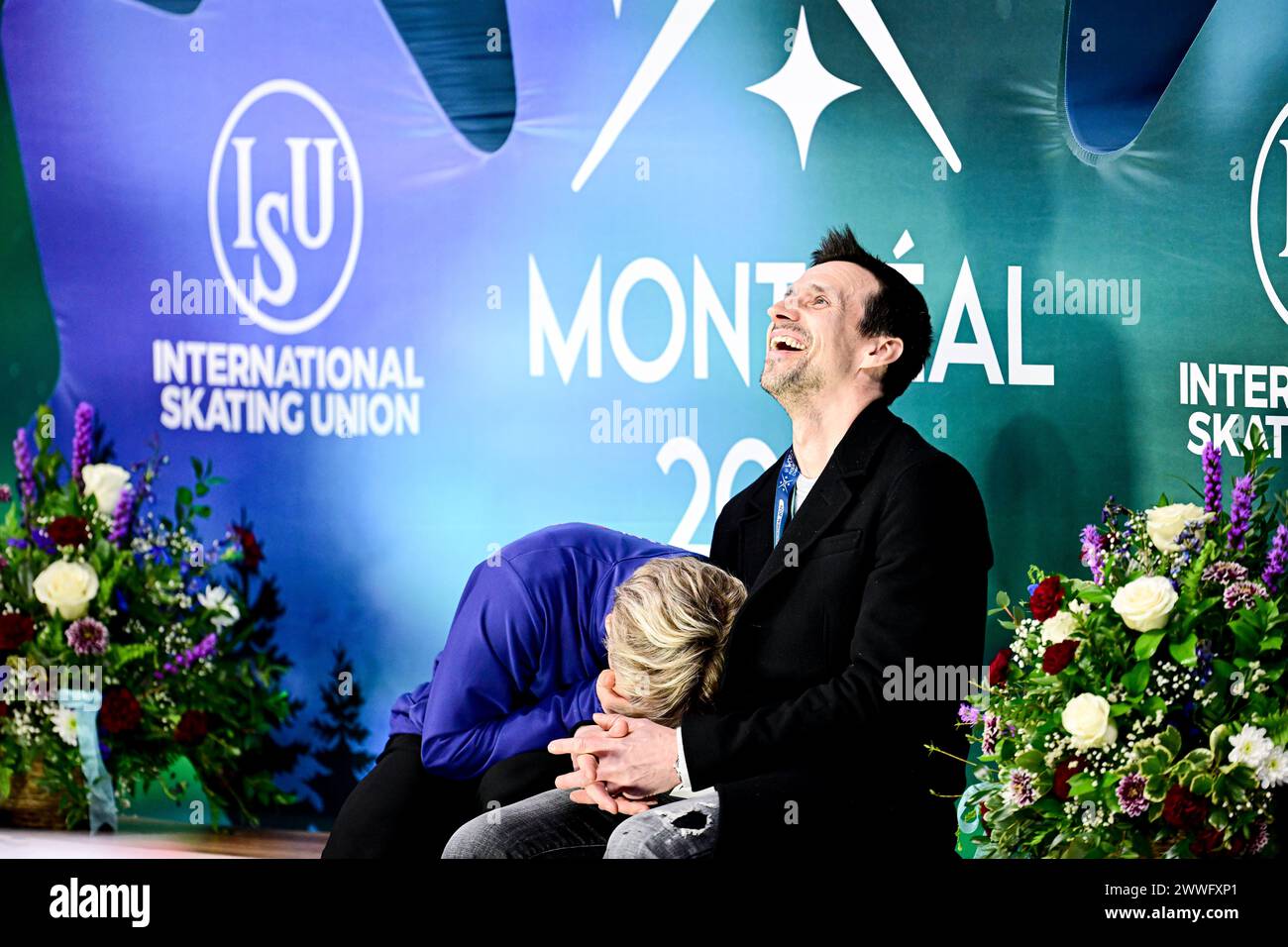 Ilia MALININ (USA) at Kiss & Cry with Roman Skorniakov during Men Free ...