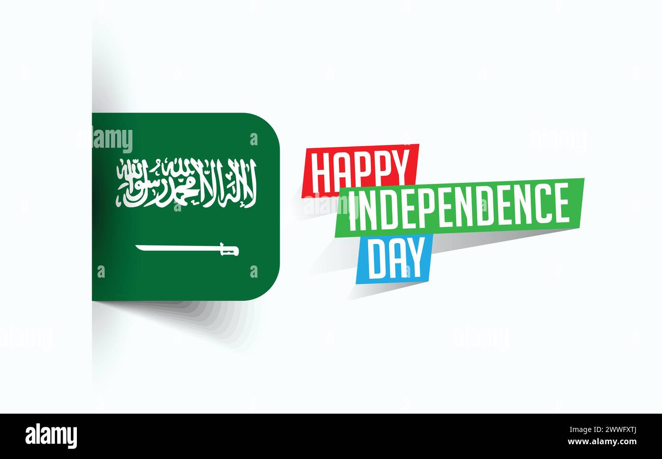 Happy Independence Day of Saudi Arabia Vector illustration, national day poster, greeting template design, EPS Source File Stock Vector
