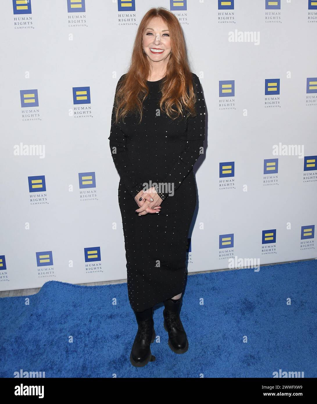 Los Angeles, USA. 24th Mar, 2024. Cassandra Peterson arrives at the Human Rights Campaign's 2024 Los Angeles Dinner held at the Fairmont Century Plaza in Los Angeles, CA on Saturday, ?March 24, 2024. (Photo By Sthanlee B. Mirador/Sipa USA) Credit: Sipa USA/Alamy Live News Stock Photo