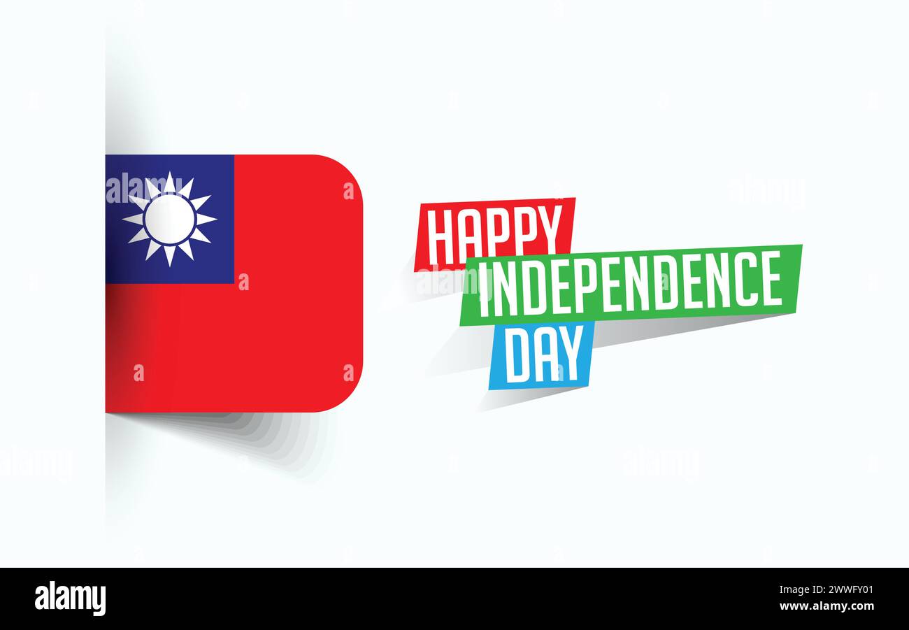 Happy Independence Day of Taiwan Vector illustration, national day poster, greeting template design, EPS Source File Stock Vector