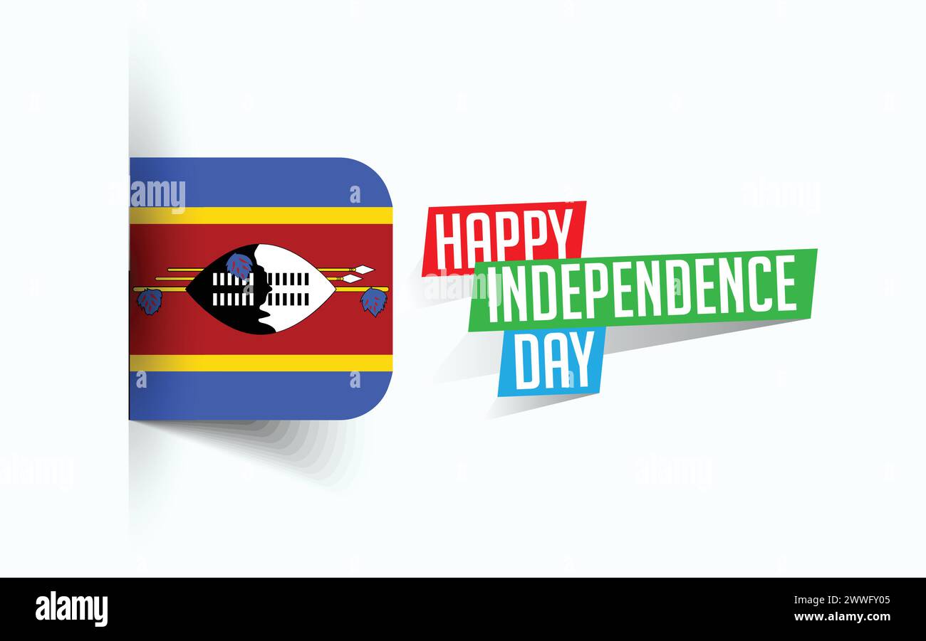 Happy Independence Day of Swaziland Vector illustration, national day poster, greeting template design, EPS Source File Stock Vector
