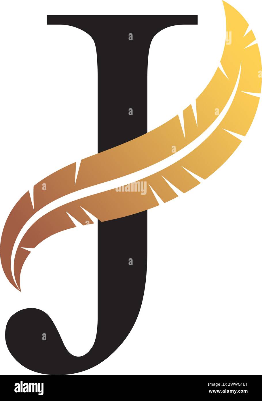 J Letter Logo Golden. Leaf Style - Vector Stock Vector Image & Art - Alamy
