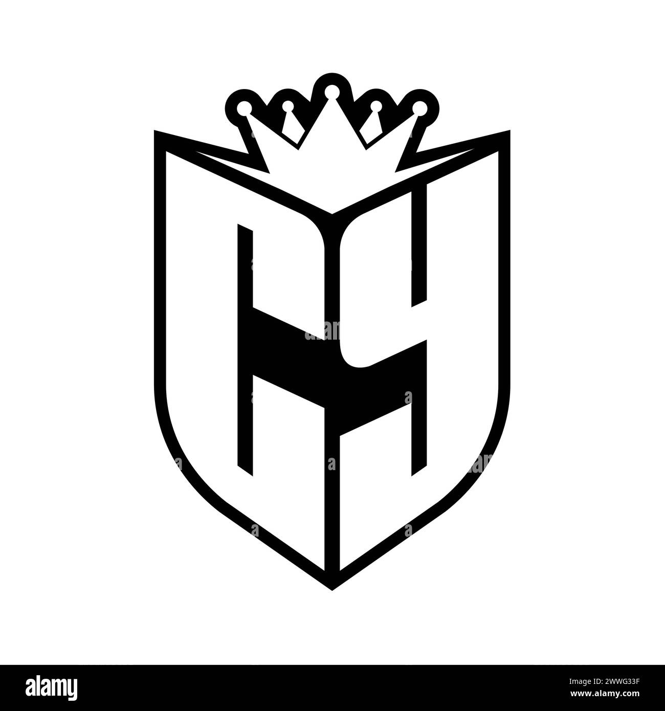 CY Letter bold monogram with shield shape and sharp crown inside shield ...