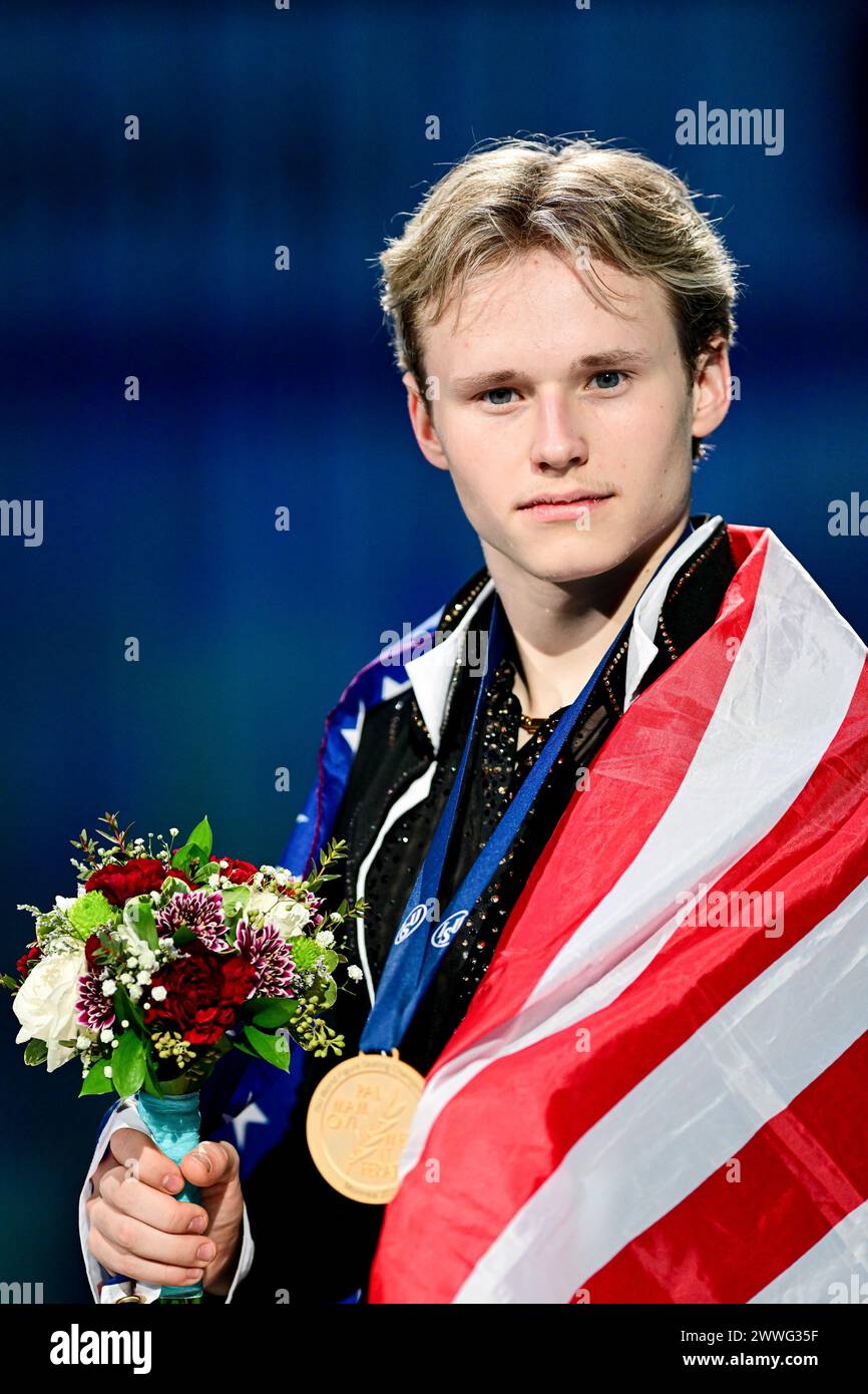 Men Awards, Ilia MALININ (USA) first place, during Victory Ceremony, at