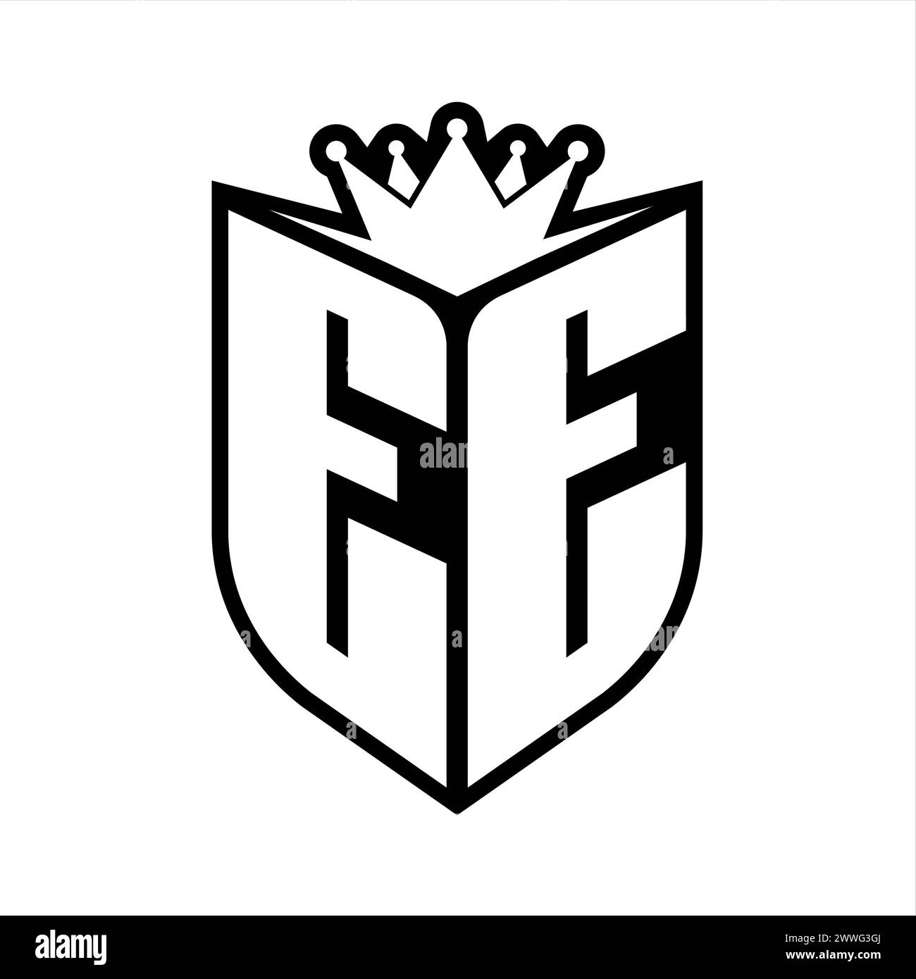 EE Letter bold monogram with shield shape and sharp crown inside shield ...