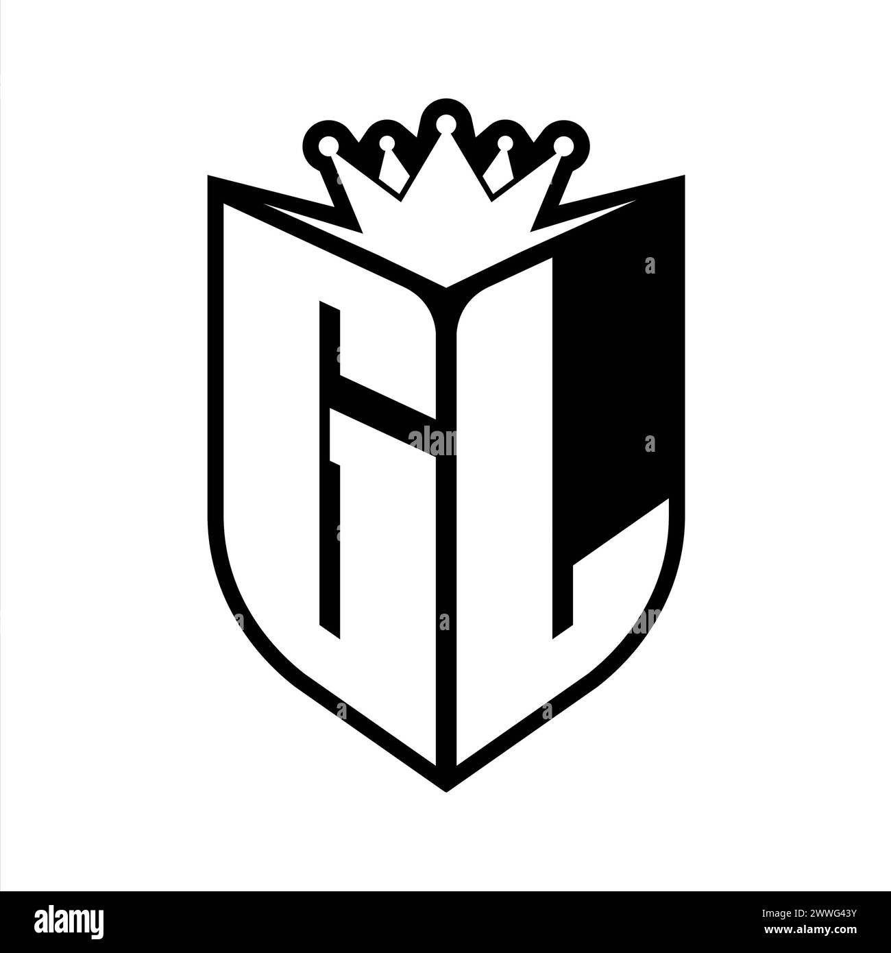 GL Letter bold monogram with shield shape and sharp crown inside shield ...