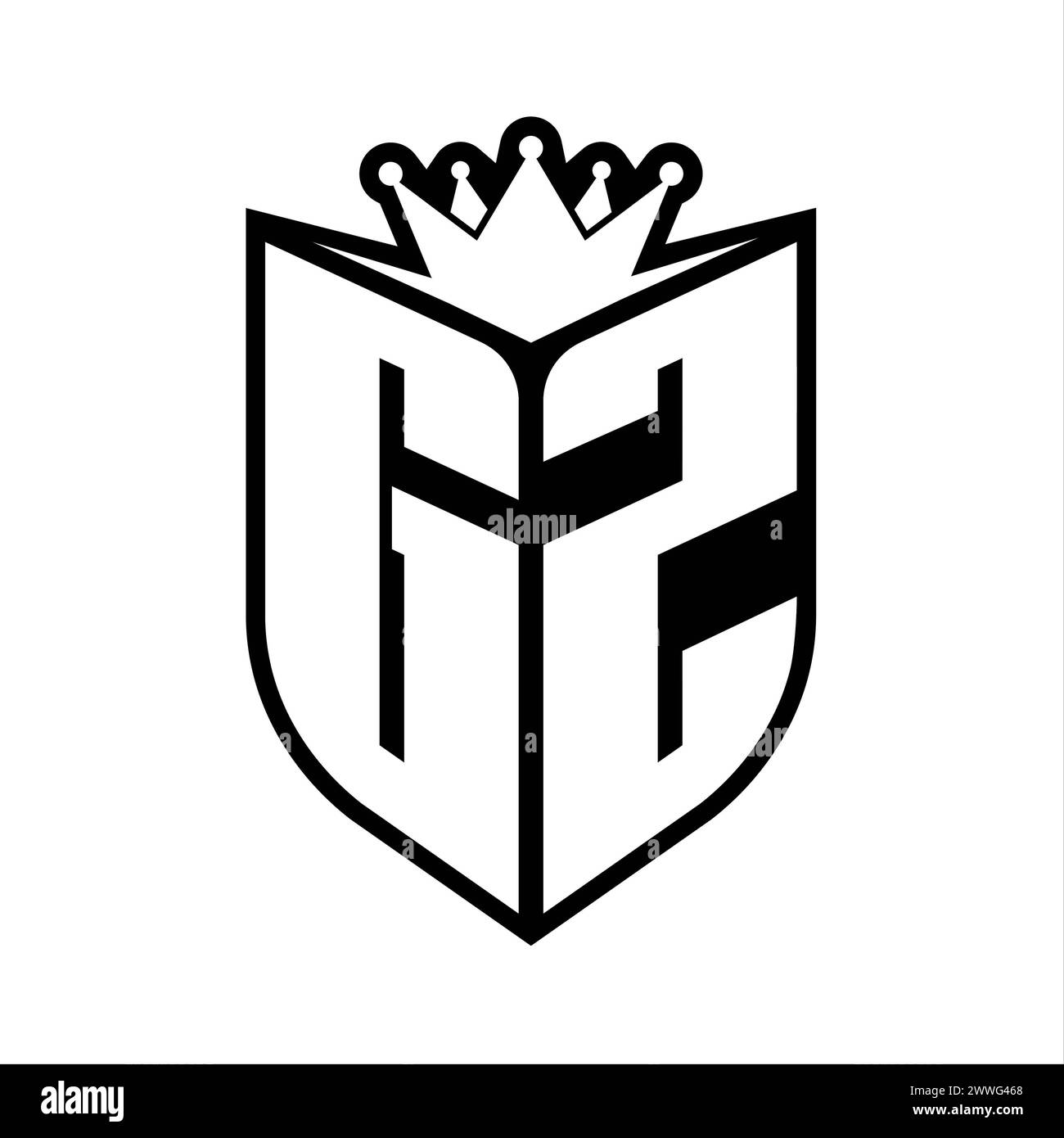 GZ Letter bold monogram with shield shape and sharp crown inside shield ...
