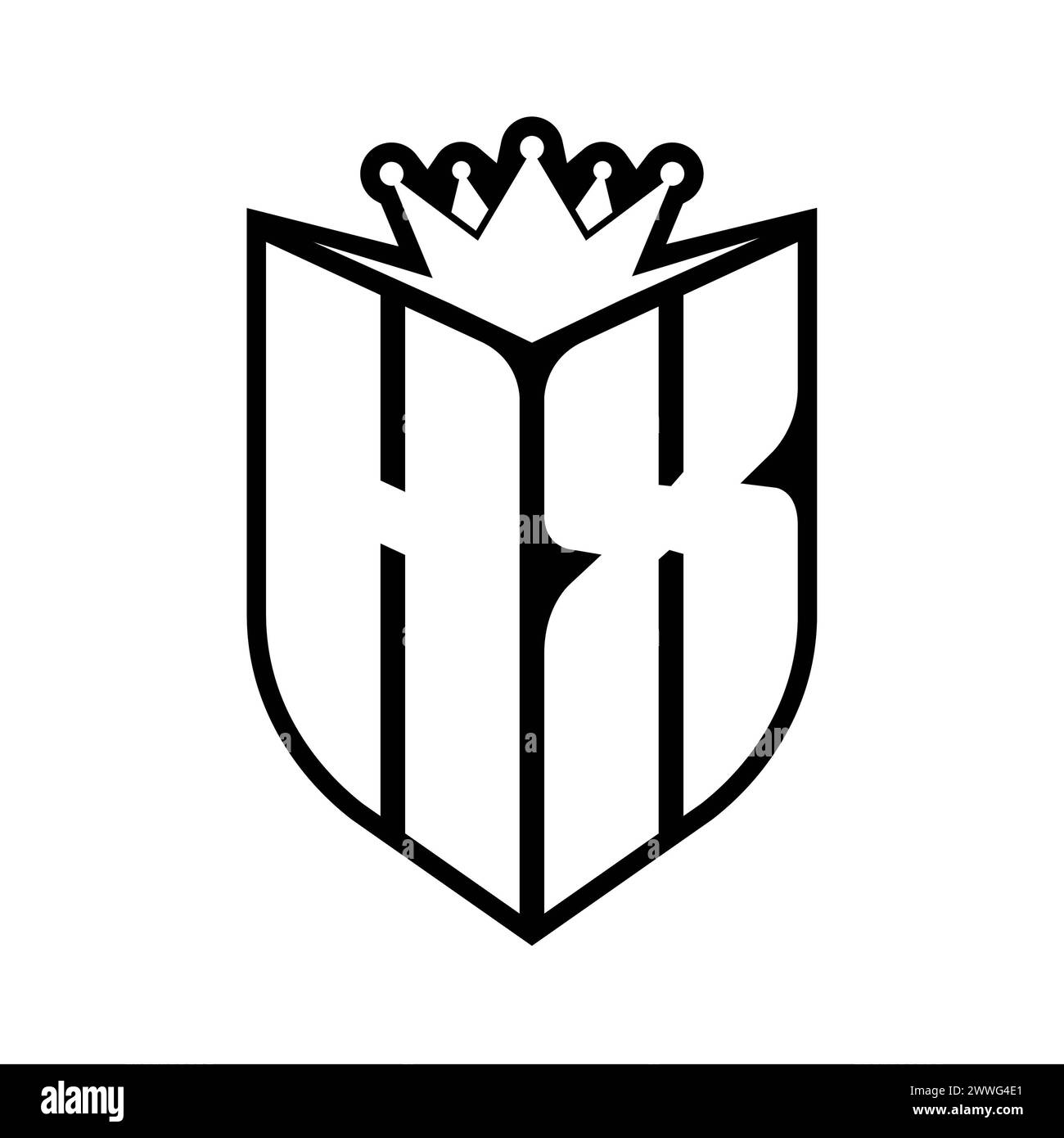 HX Letter bold monogram with shield shape and sharp crown inside shield ...