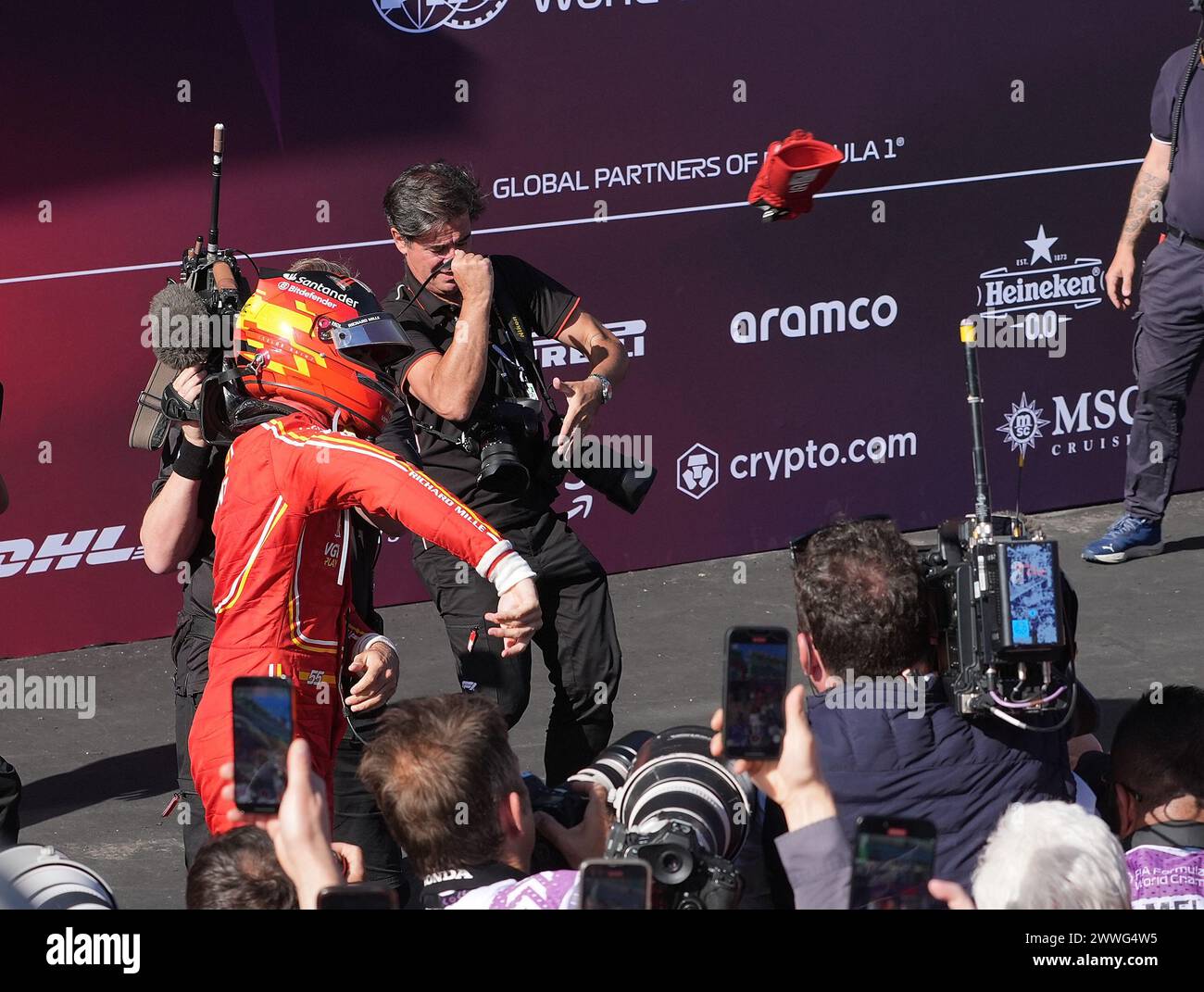 Carlos sainz celebration melbourne hires stock photography and images