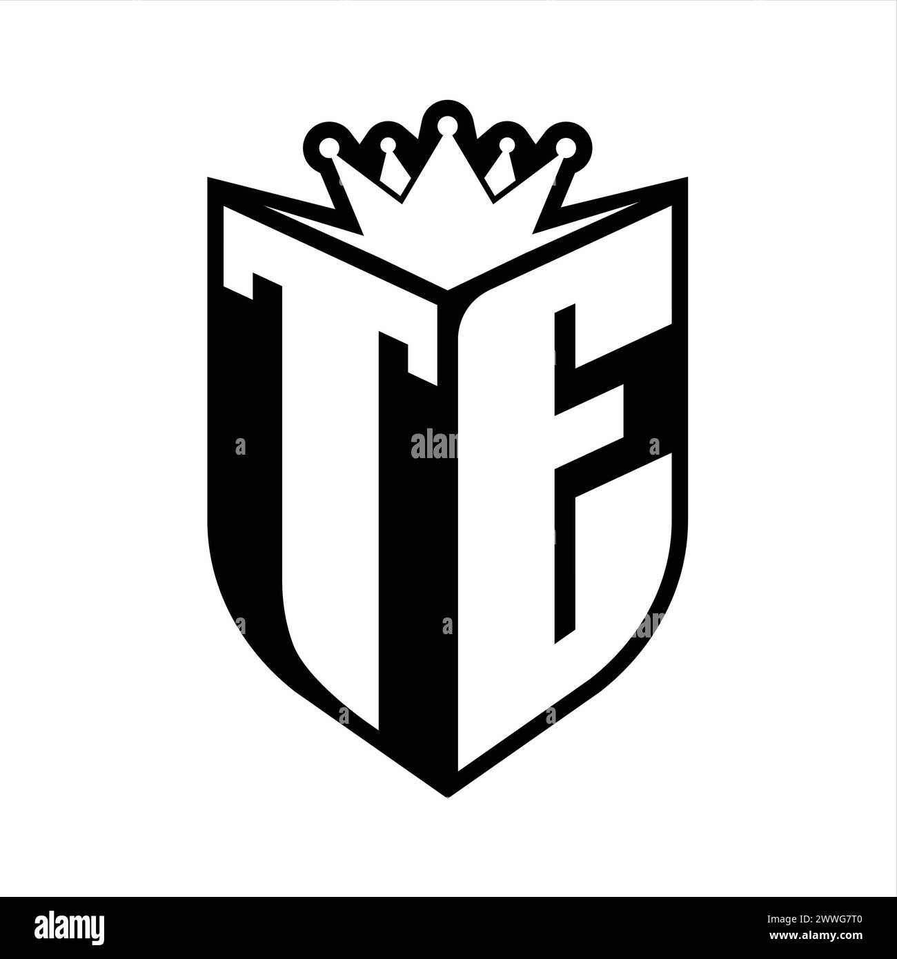 TE Letter bold monogram with shield shape and sharp crown inside shield ...
