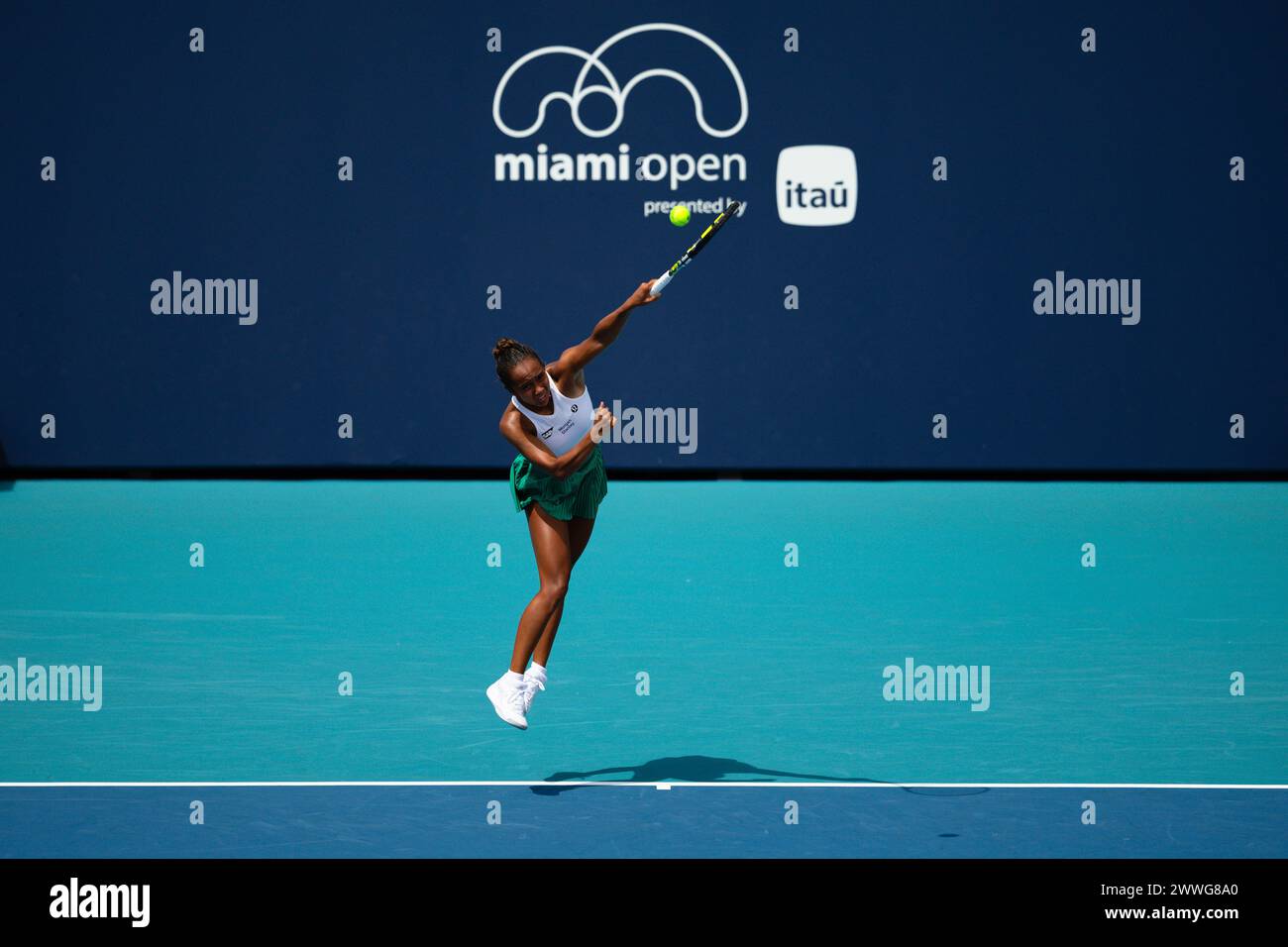 MIAMI GARDENS, FLORIDA MARCH 23 Leylah Fernandez of Canada in action on Day 8 of the Miami