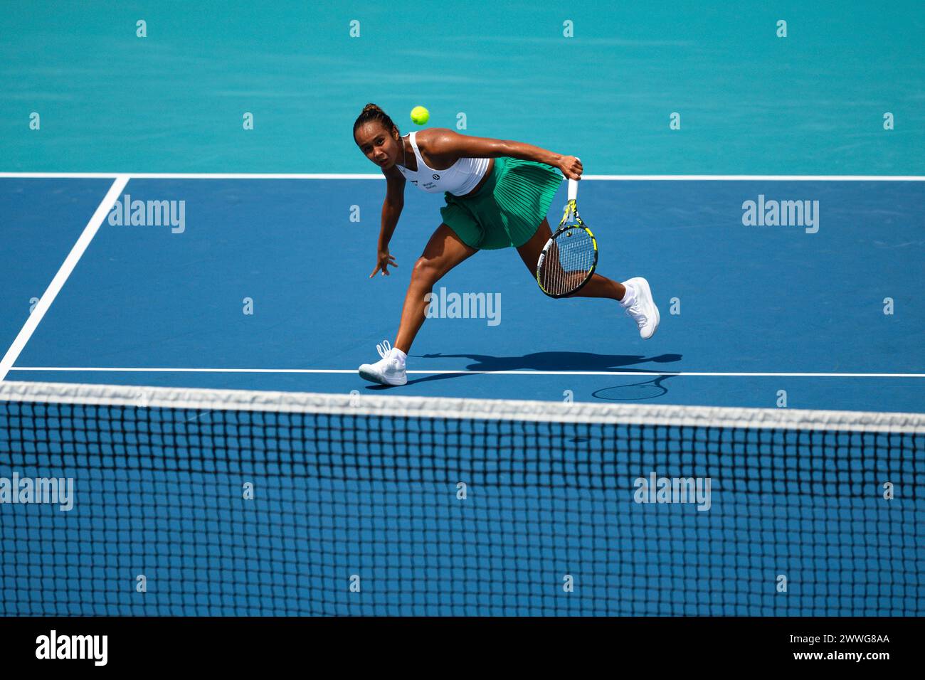 MIAMI GARDENS, FLORIDA MARCH 23 Leylah Fernandez of Canada in action on Day 8 of the Miami